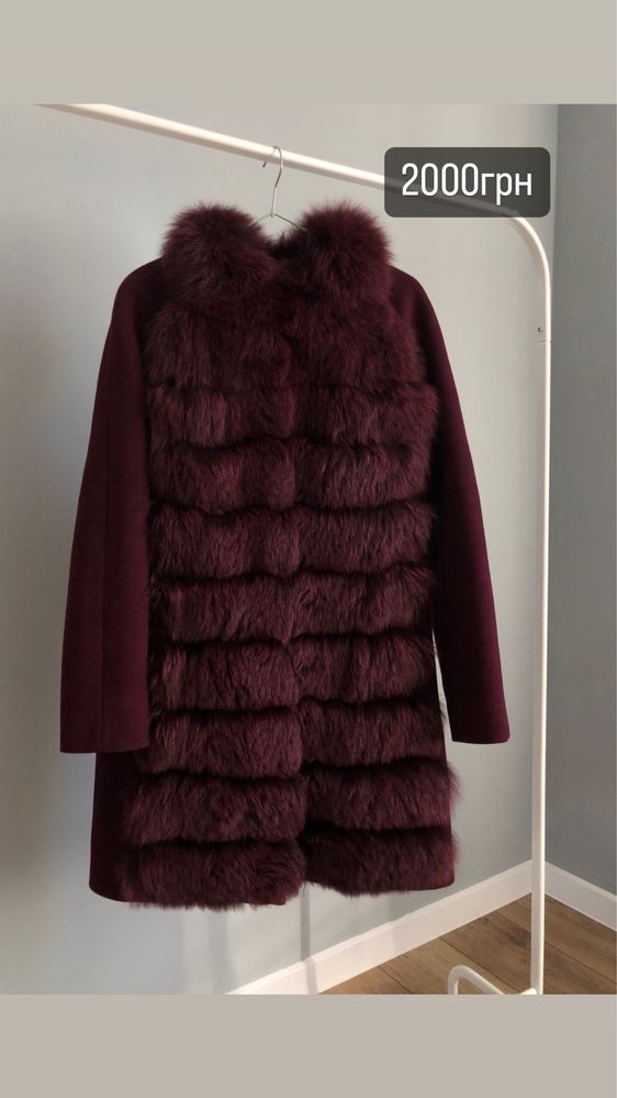 Зимове/осіннє тепле кашемірове пальто з натуральним хутром
