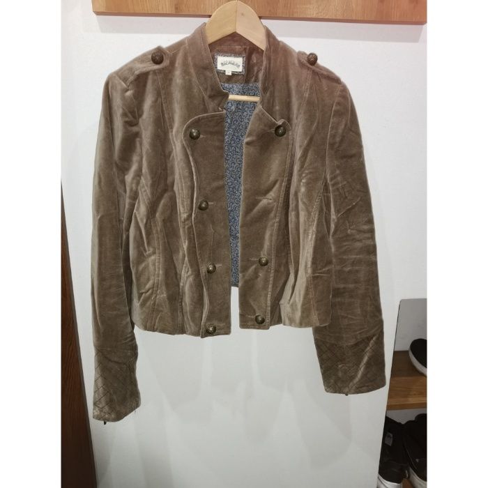 Ramoneska kurtka marynarka guziki zamsz BIALCON 44 XXL