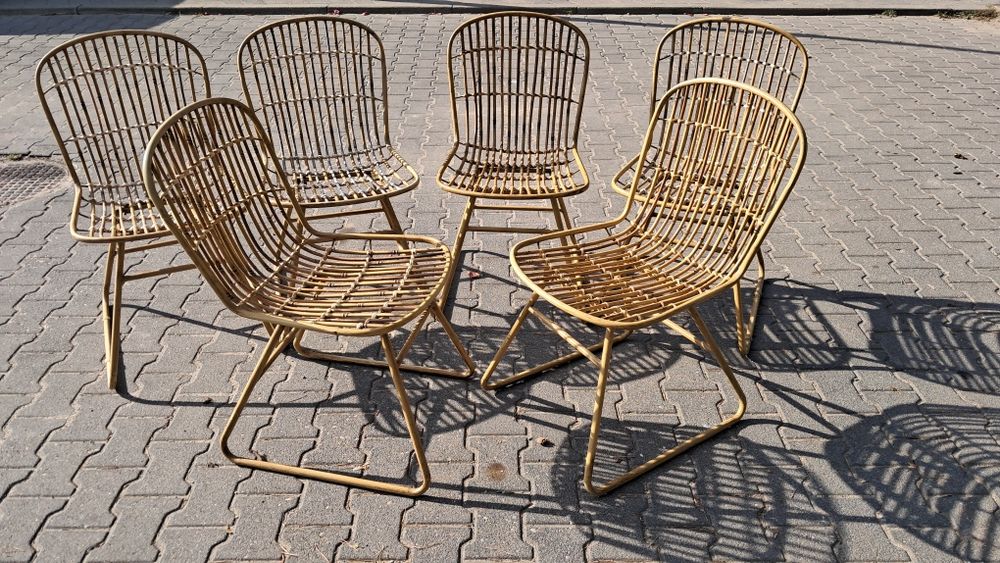 Krzesło bambusowe metalowe boho eco etno na taras ogród zimowy balkon