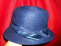 Nowy kapelusz modrakowy szafirowy kobaltowy chabrowy ciepły na zimę