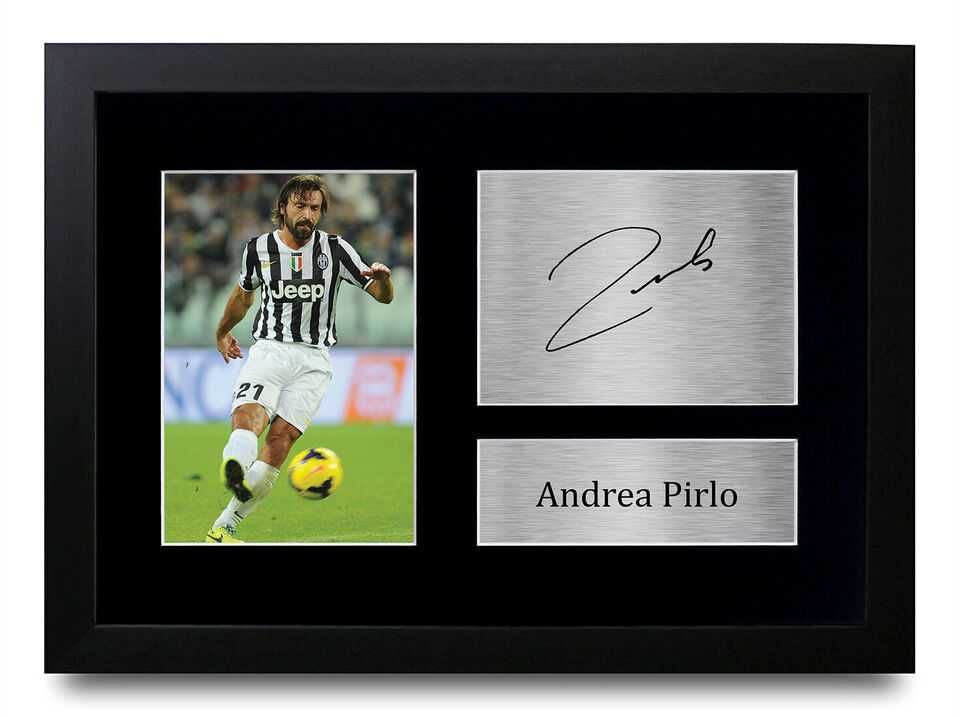 Andrea Pirlo Autógrafo Emoldurado impresso Juventus