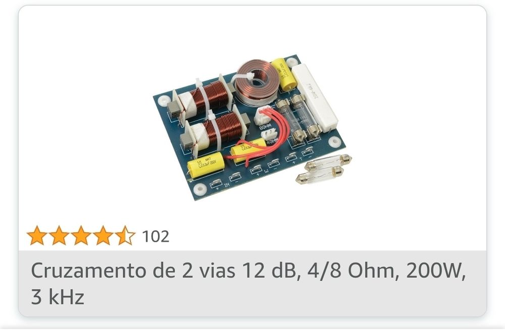 Crossover para colunas HiFi e automovel de duas vias NOVO par