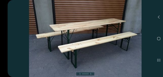 Stół i ławy do wynajęcia, komplet biesiadny, zestaw ogrodowy.