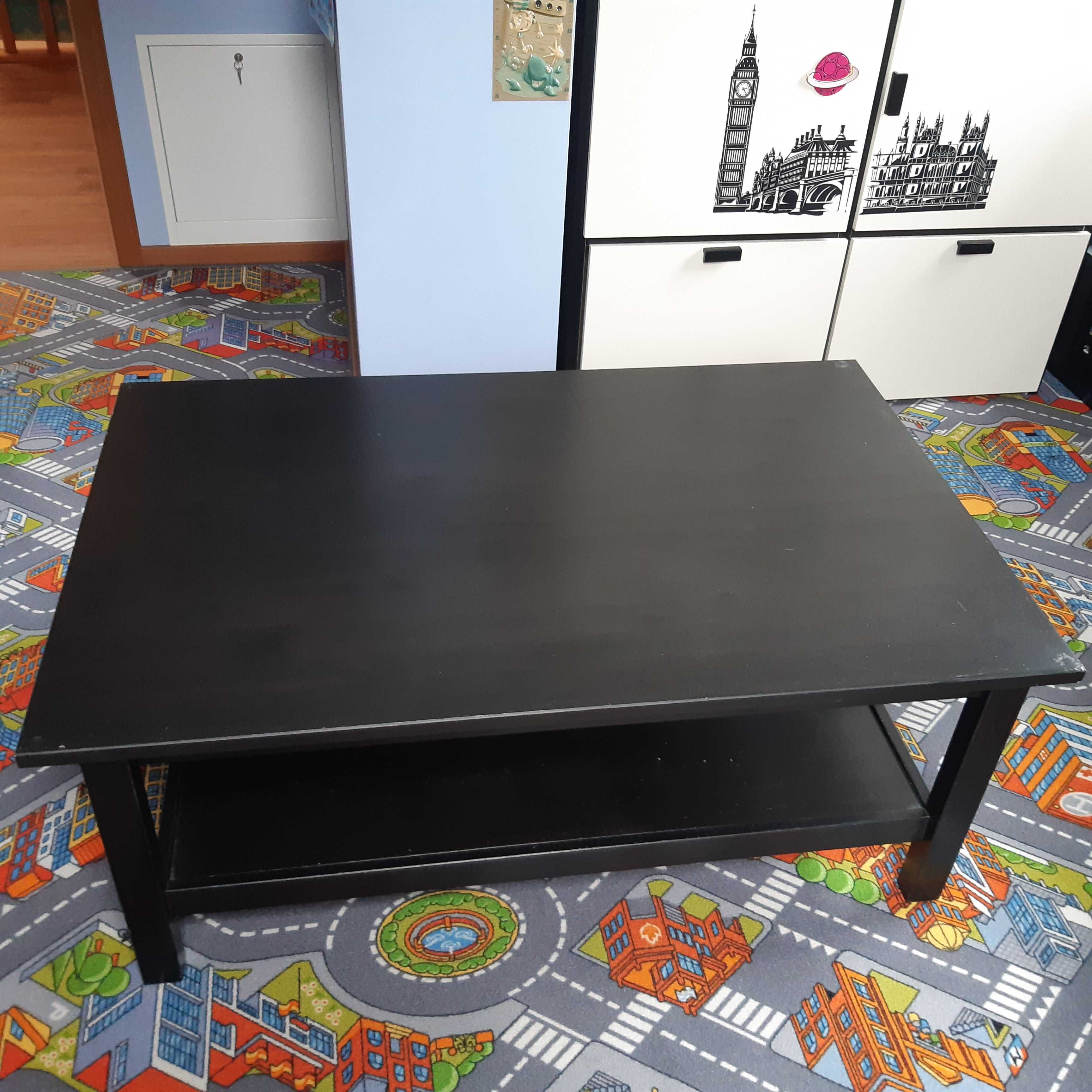 Ława Hemnes, Ikea, 75x118 czarnobrązowa wraz z szybą na blat