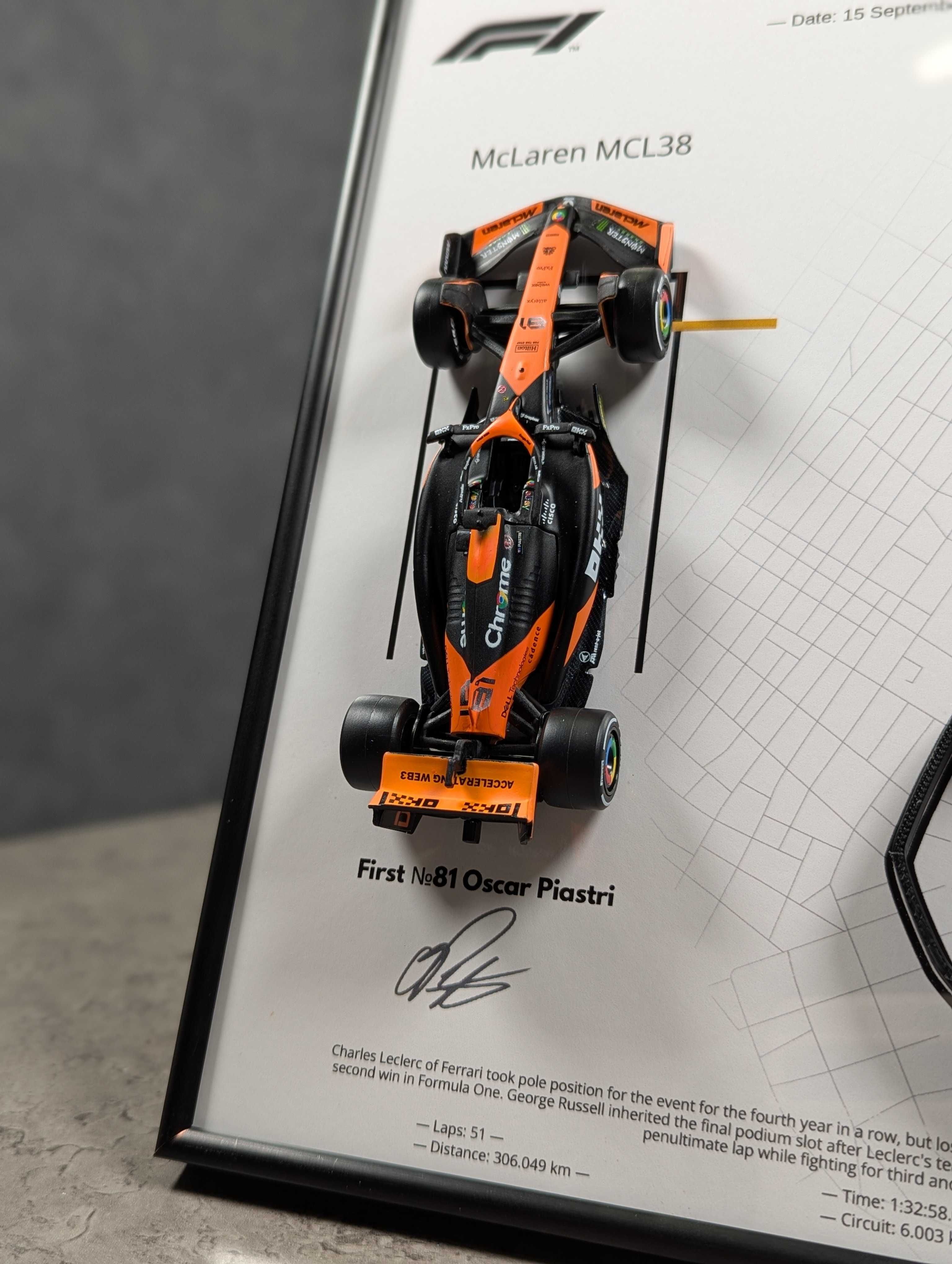 Bburago McLaren MCL38 та 3D Траса Azerbaijan GP 24 №81 Oscar Piastri