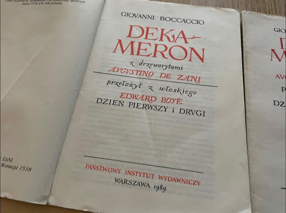 Dekameron Giovanni Boccaccio drzeworyty Augustino de Zani