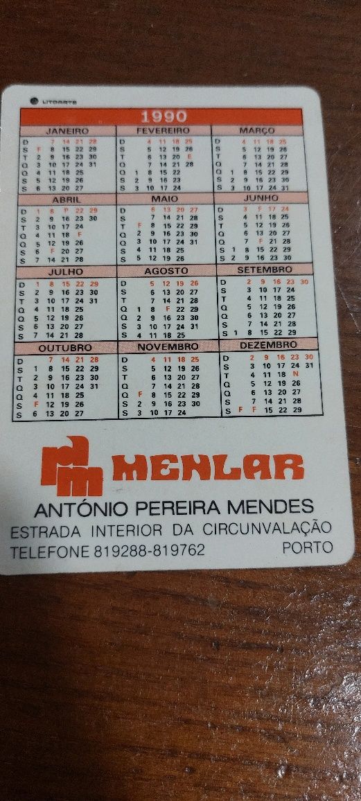 Calendários de 1990