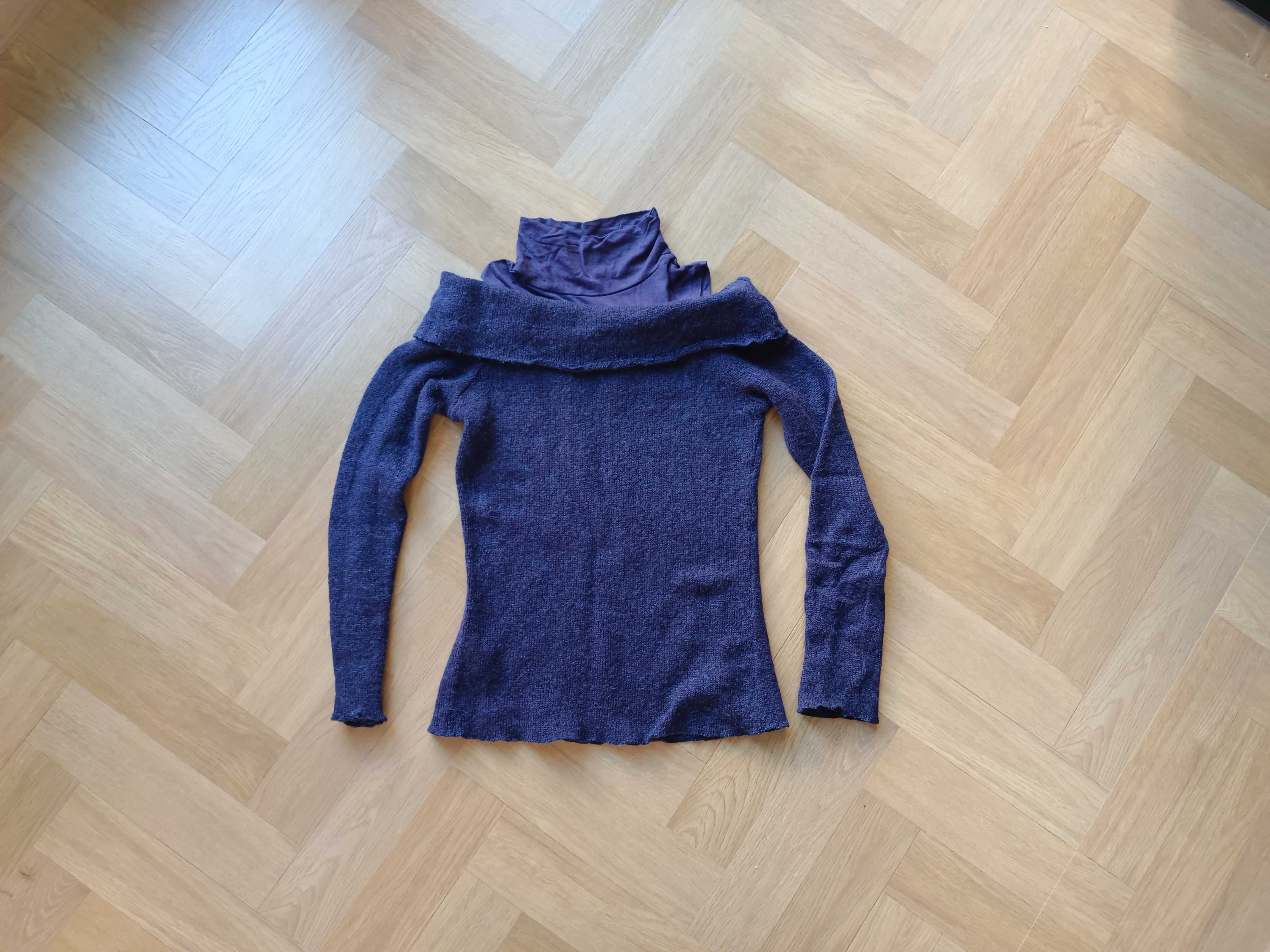 Sweter fioletowy - rozmiar XS - z golfem