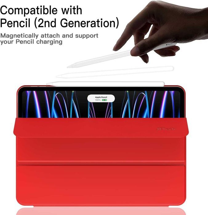 JETech iPad Air 5 / Air 4 / Pro 11'' Etui magnetyczne Pencil czerwone