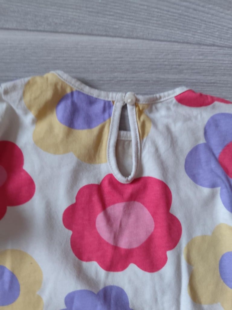 Śliczna bawełniana bluzeczka dziewczęca w kwiaty h&m 80 cm