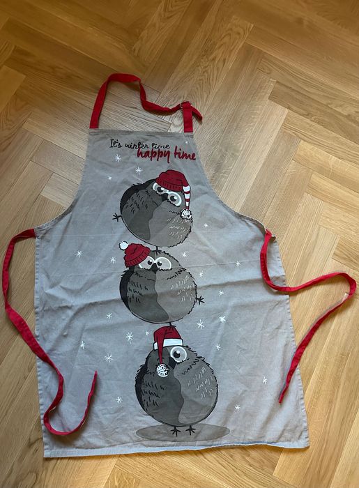 Świąteczny fartuch kuchenny, zimowy motyw