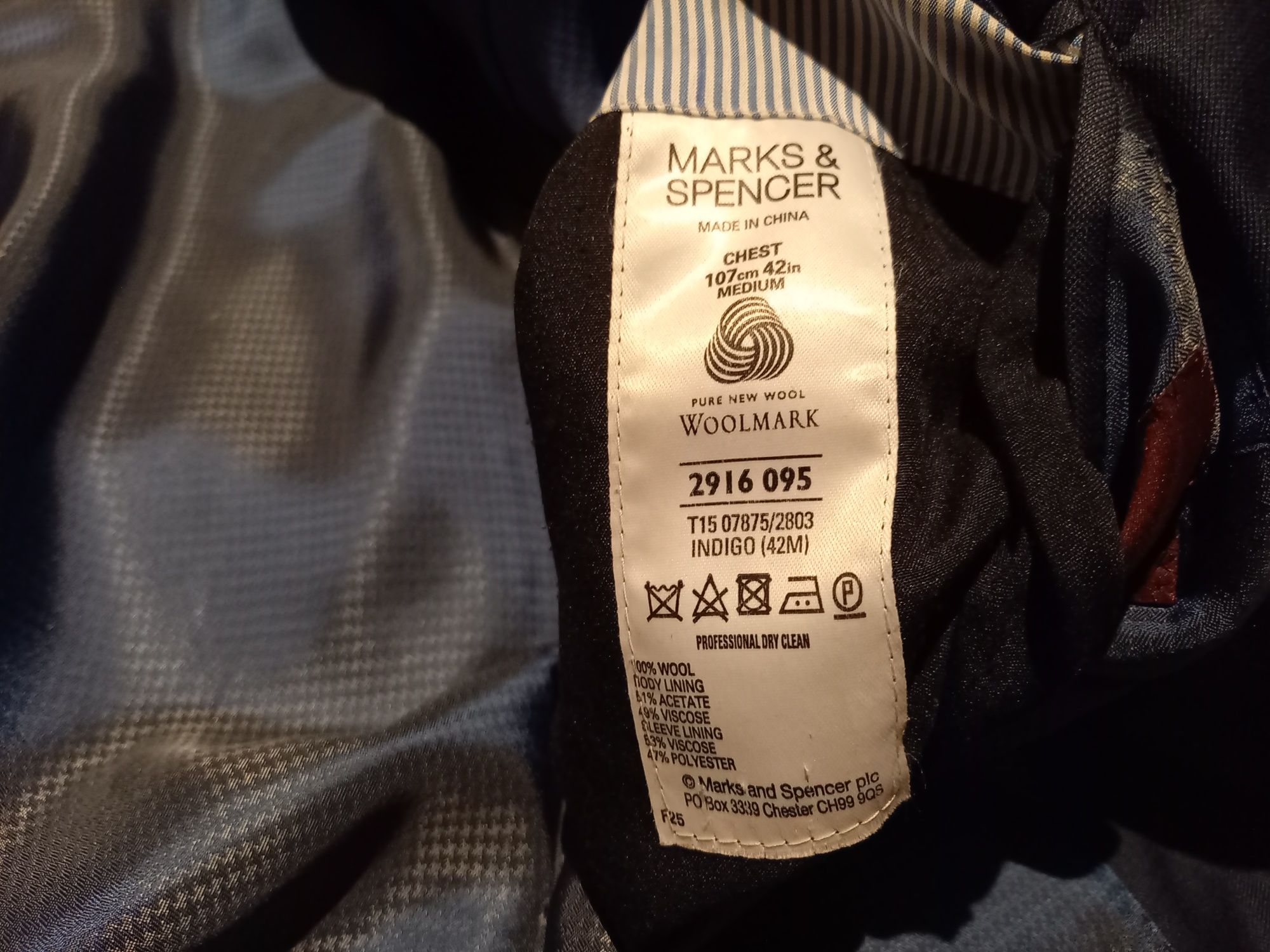 Granatowa marynarka Marks & Spencer Sartorial wełna r. M 54 stan bdb