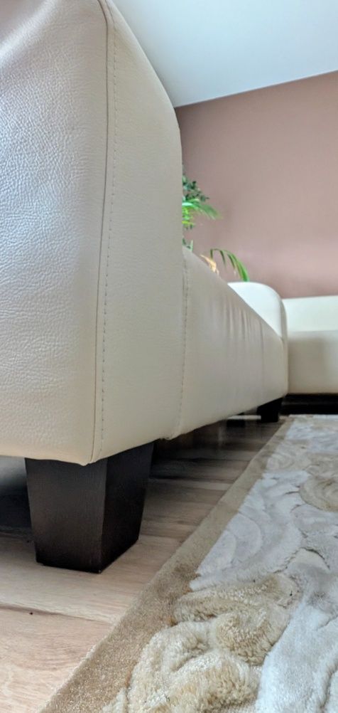 Elegancki Zestaw wypoczynkowy Sofa 3 i sofa 2 os. i puf Gala Ekoskóra