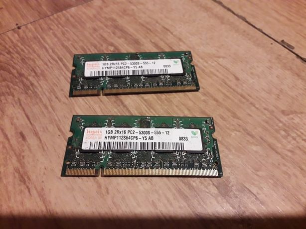 dwie kości pamięć ram 2 x 1GB do laptopa