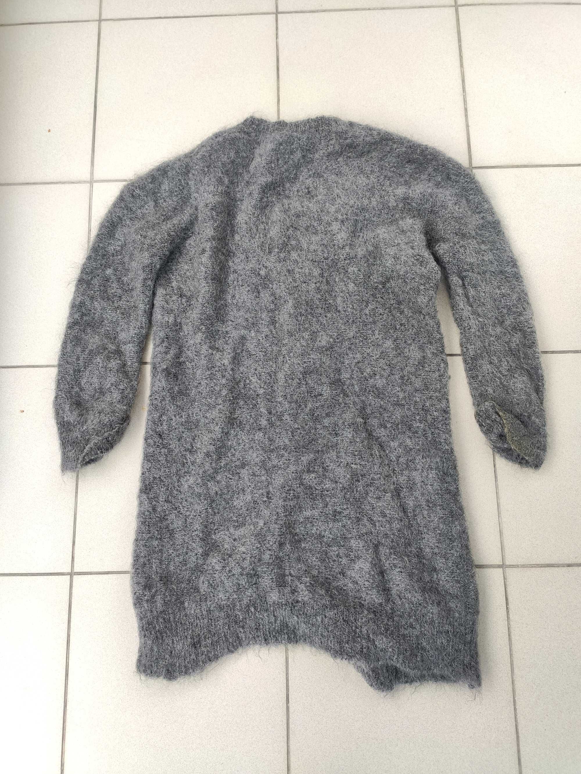 Sweter Zadig & Voltaire kardigan damski długi moher wełna szary r. S