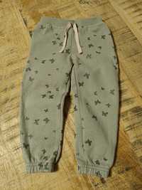 H&M oliwkowe spodnie dresowe w motylki 98
