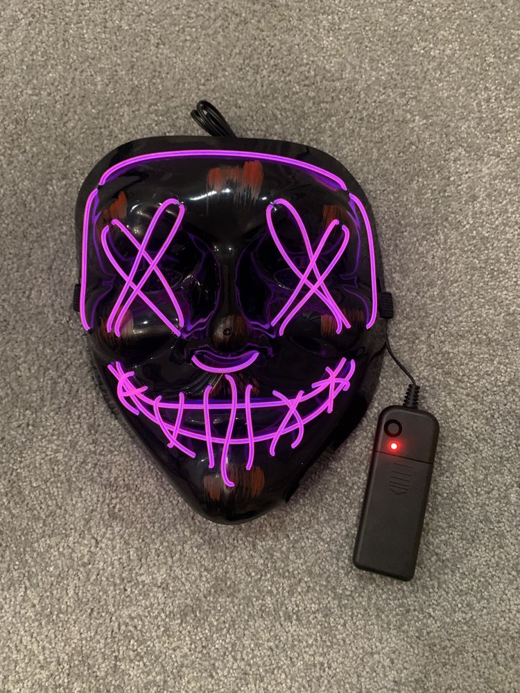 Неоновая светящаяся Светодиодная led маска для Хэллоуина,стрима