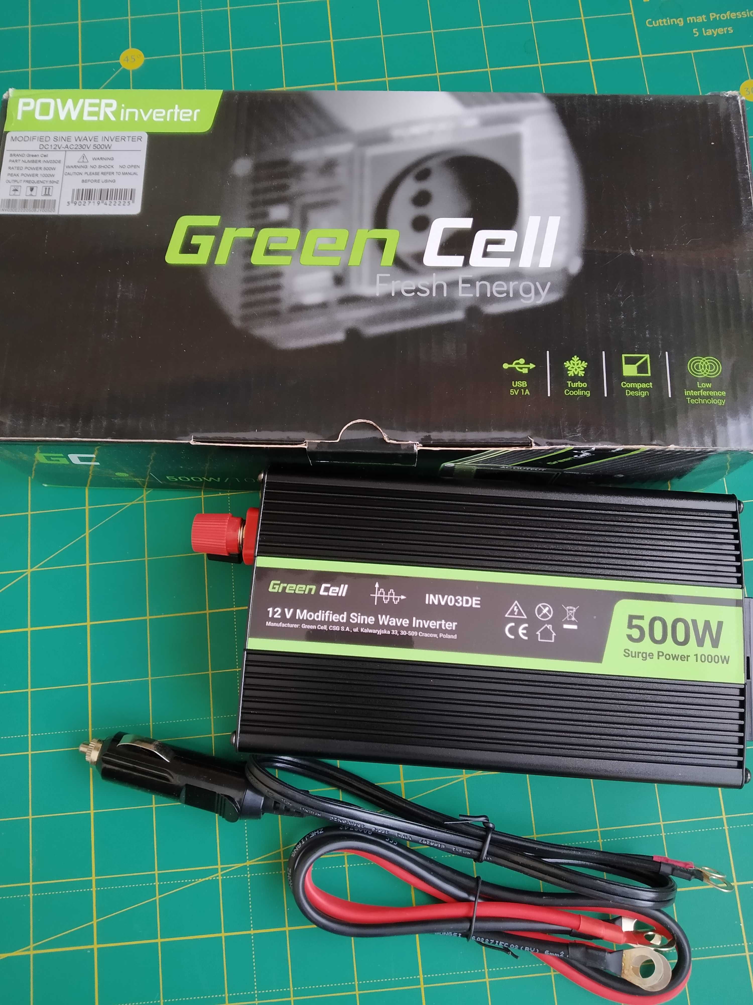 Інвертор (германія)Green Cell 12V/230V 500W/1000W Модифікована синусої