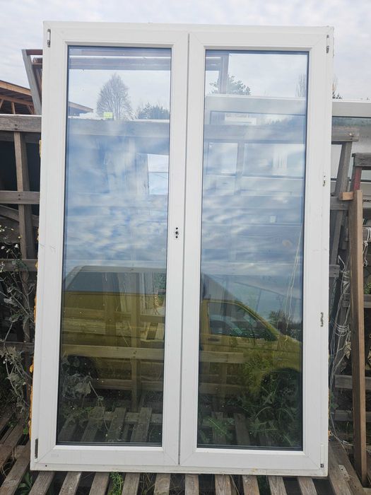 OKNO/DRZWI Balkonowe Dwuskrzydłowe Plastikowe PCV 146x223cm Białe