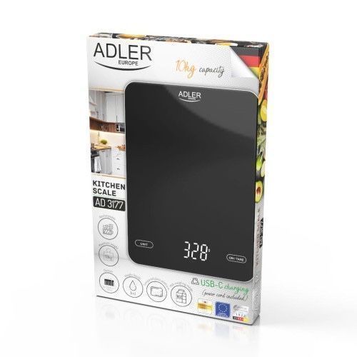 Waga Kuchenna 10 Kg Ładowana Przez Usb Adler Ad 3177B