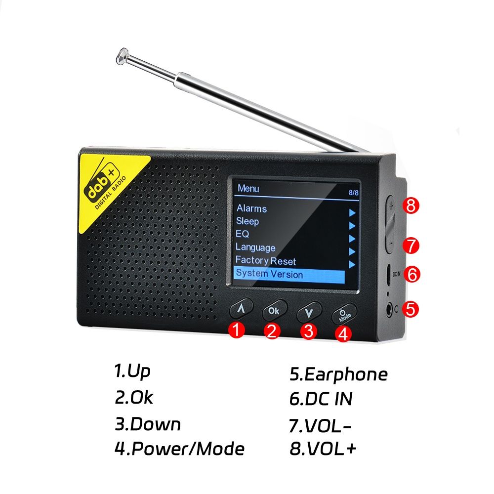 Rádio Digital Portátil FM DAB+ com Bluetooth **NOVO**