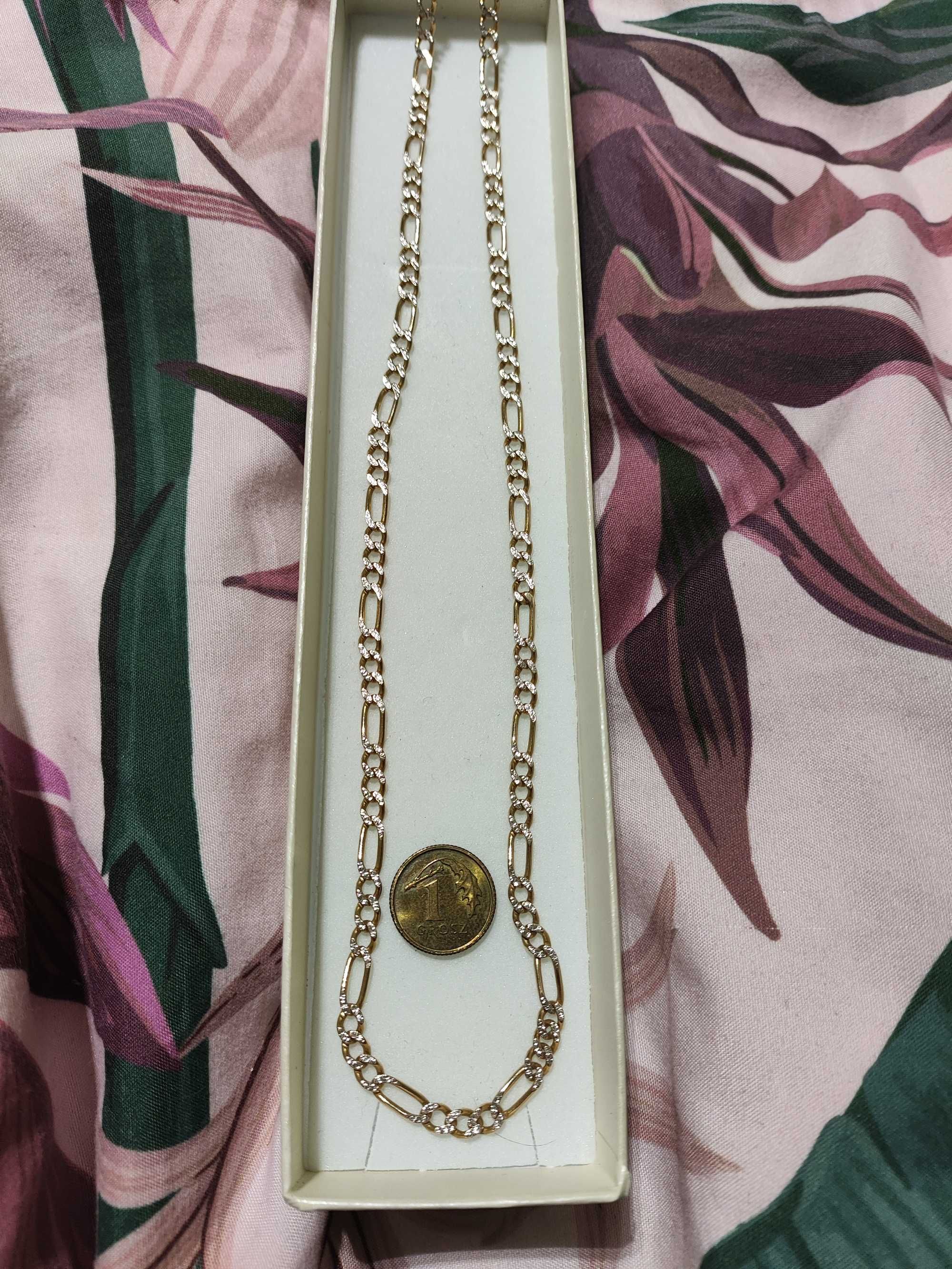 Śliczny złoty łańcuszek figaro pr.585 50cm 11.88 gr