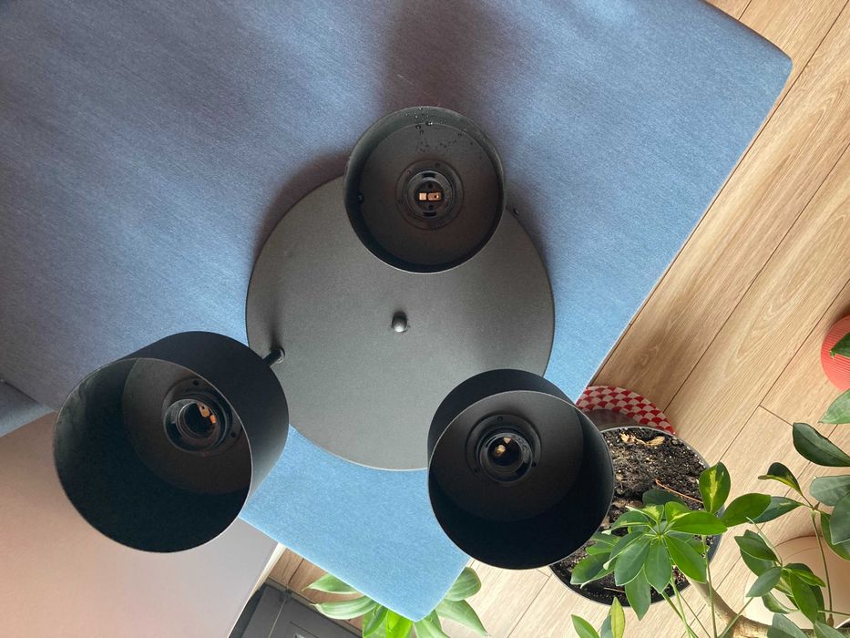 Lampa sufitowa – 3 punkty – Styl Loft / Industrial + 3 żarówki