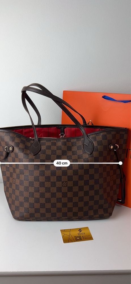 Torebka damska Louis Vuitton Neverfull Damier Ebene shopperka LV