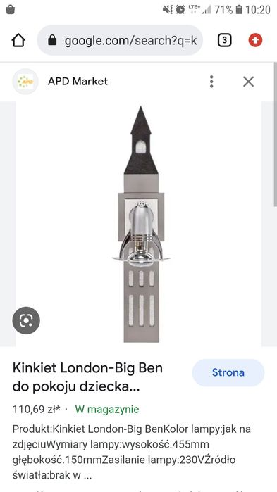 Kinkiet lampka London-Big Ben