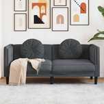 VidaXL Sofa 2-osobowa z poduszkami, ciemnoszara, aksamit