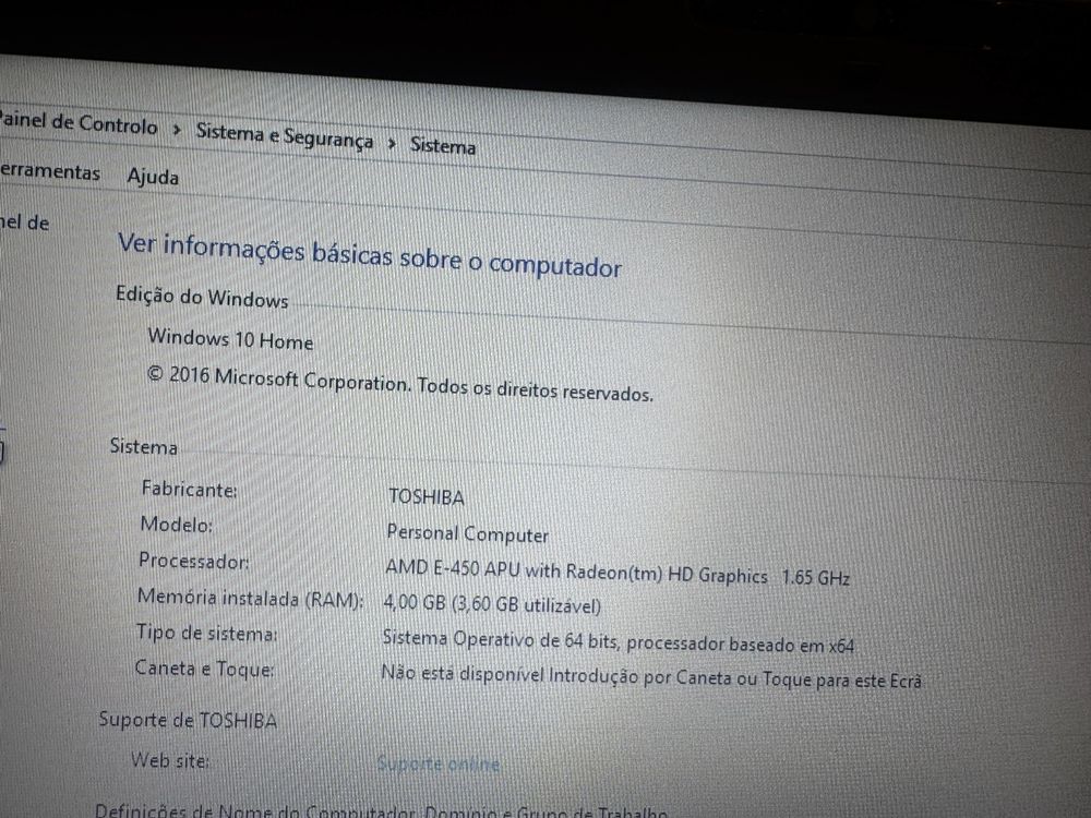 Portátil Toshiba