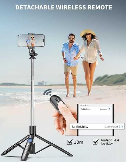 Statyw na telefon  180 cm i kij do selfie + Pilot SELFIESHOW Q16SS