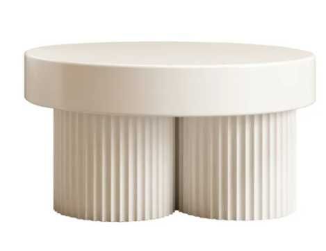 zz615 Okrągły stolik kawowy Salerno 70 cm, bialy, ryflowany