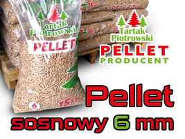 Pellet SOSNOWY 6 mm Tartak Piotrowski, Producent, worki 15 kg, 1 tona