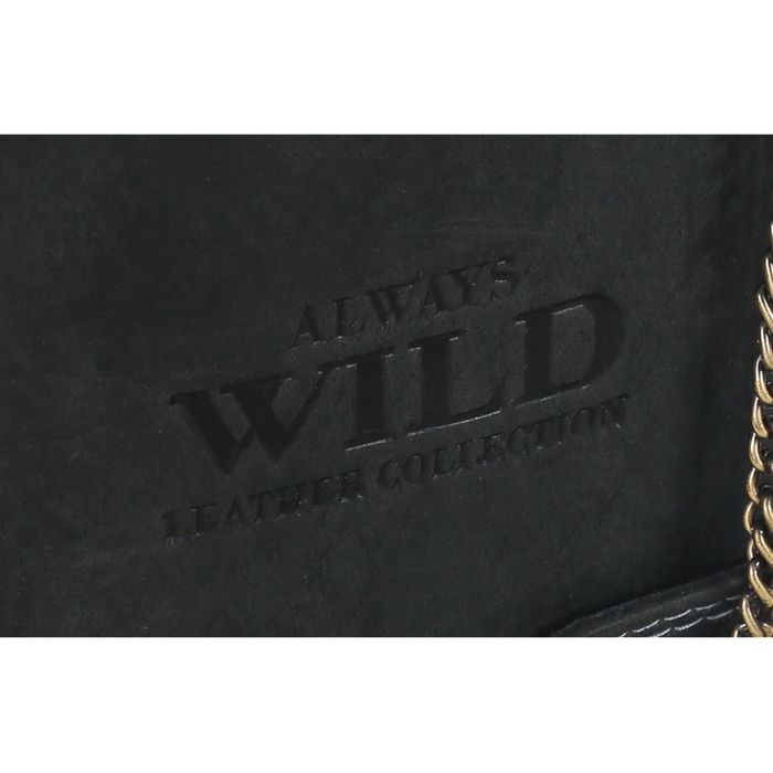 atrakcyjny, skórzany portfel męski z mosiężnym łańcuchem - always wild
