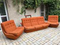 Zestaw wypoczynkowy Atlantis lata 70 vintage PRL Space Age sofa+fotele