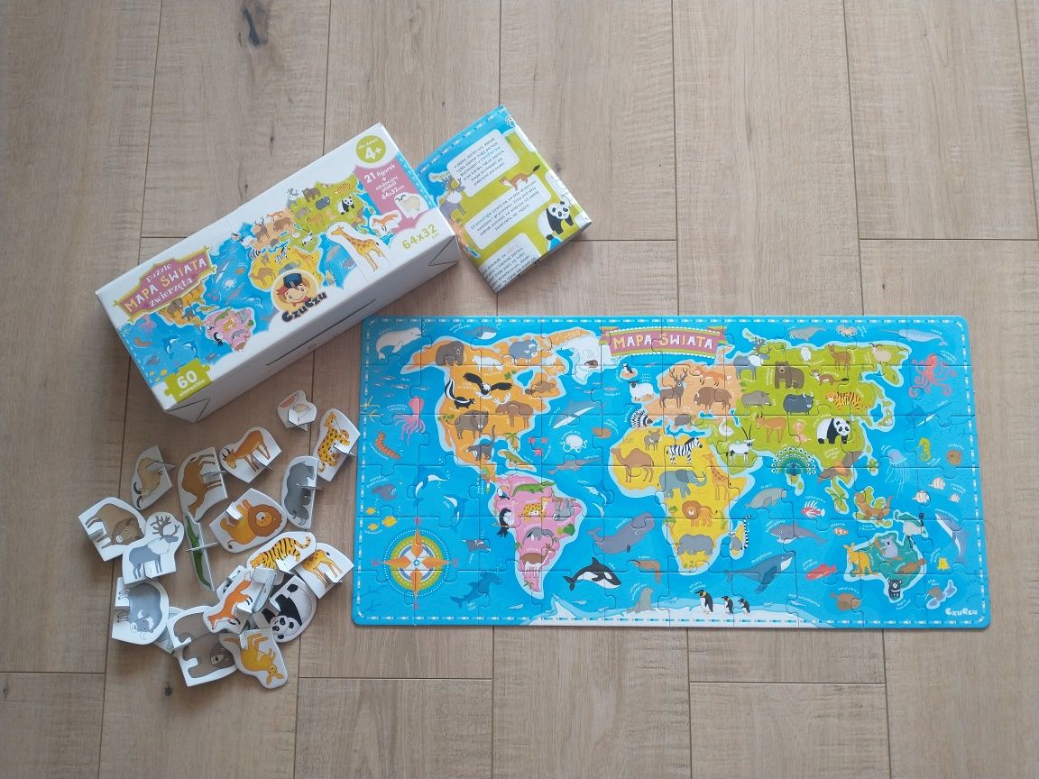 Puzzle dla dzieci Czuczu mapa świata