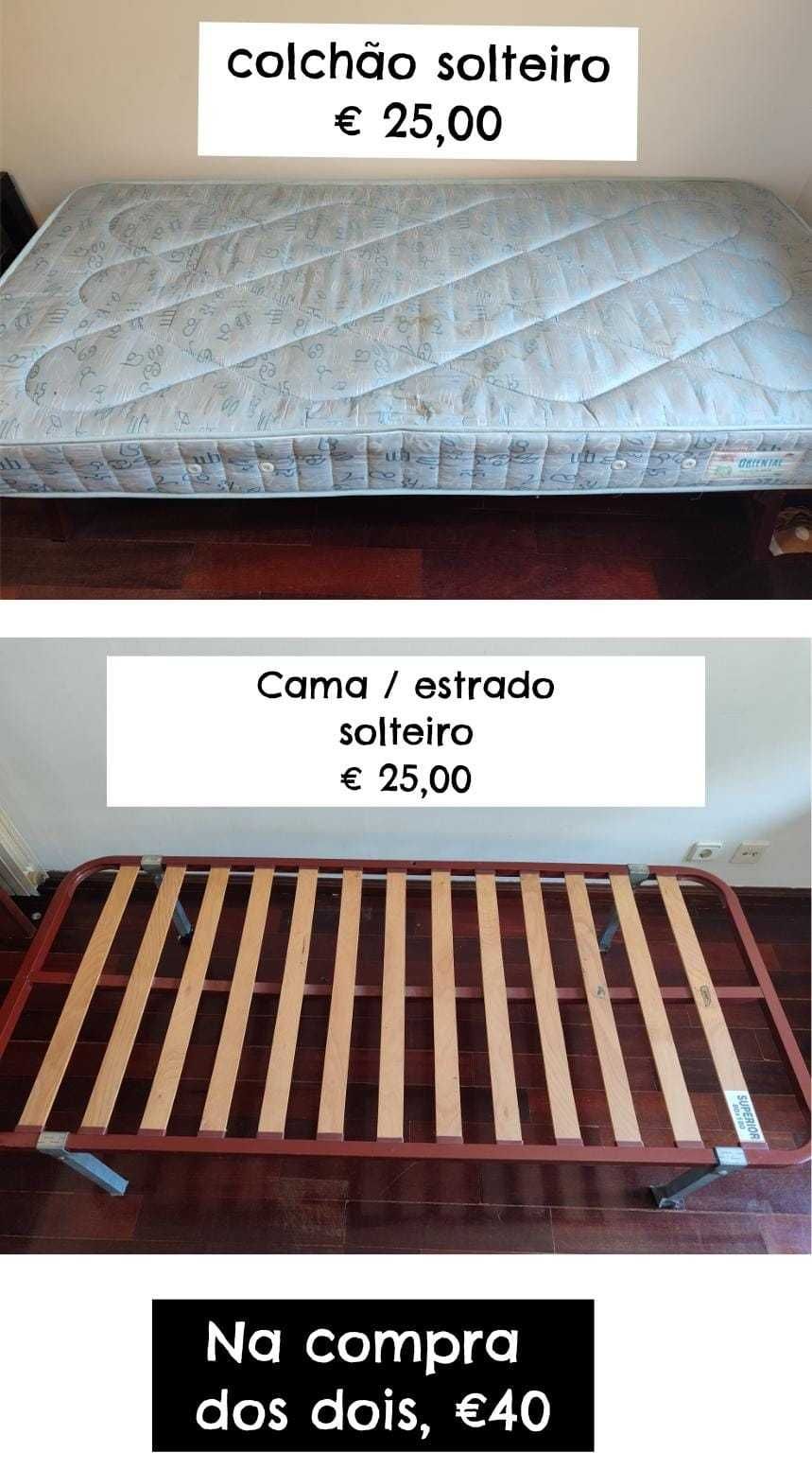 Cama/estrado solteiro + colchão de solteiro 40€