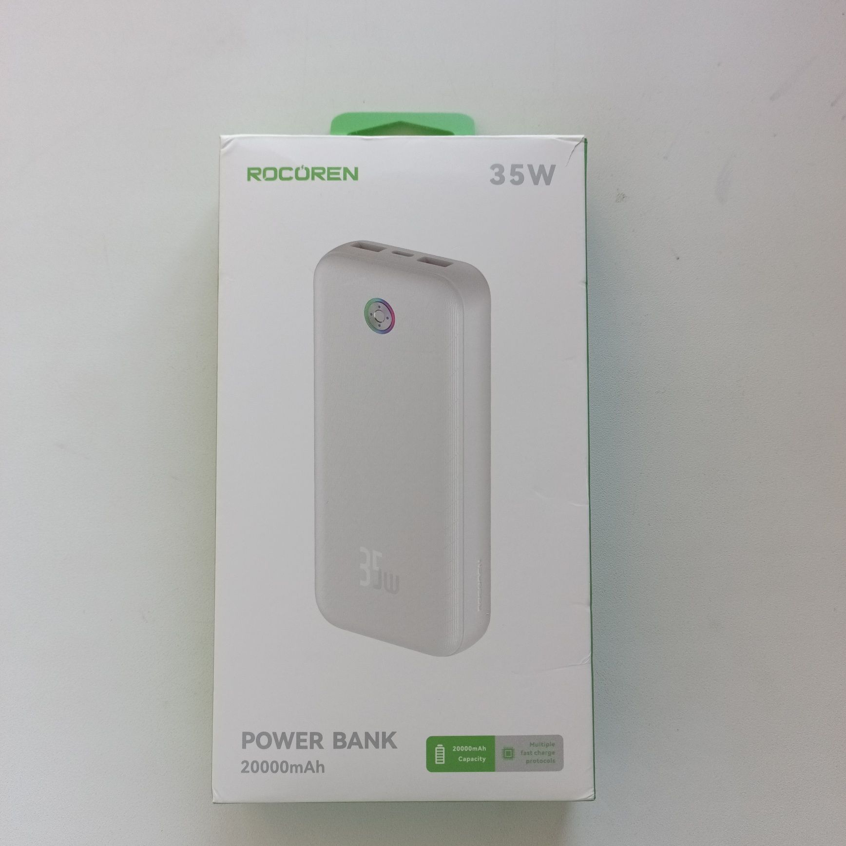 PowerBank Rocoren Pro Max 20000 мАг/35 Вт(білий)