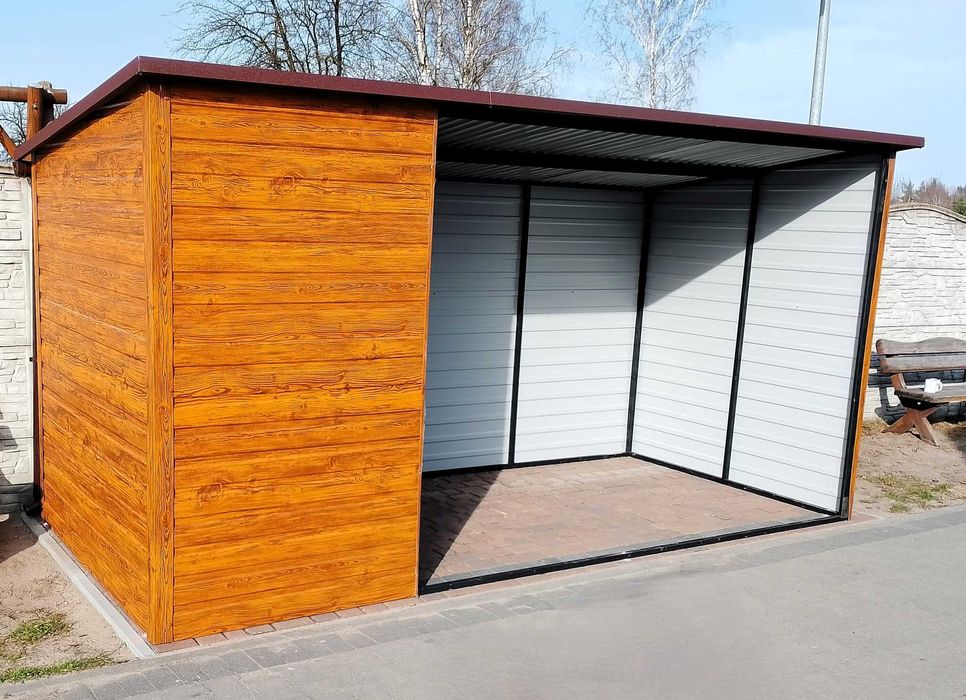 TANI Garaż Blaszany 3x5 Drewnopodobny | Garaże Blaszane – Maj-Blach