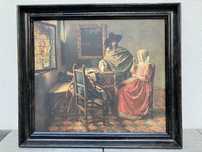 Obraz Pan i Pani pijący wino Jan Vermeer van Delft - reprodukcja