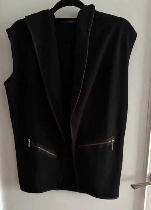 Kardigan kamizelka czarna z kapturem rozmiar 42