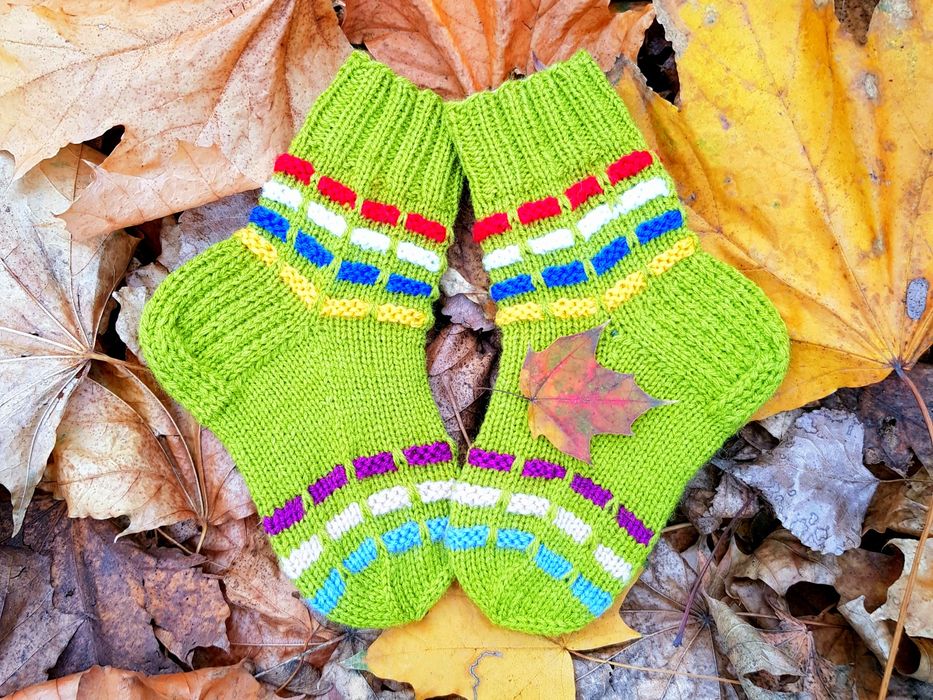 Шкарпетки дитячі шерстяні в'язані спицями (2-3 роки) handmade
