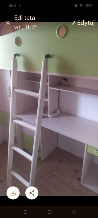 Sprzedam łóżko piętrowe z biurkiem i szafkami po jednym dzieckukami