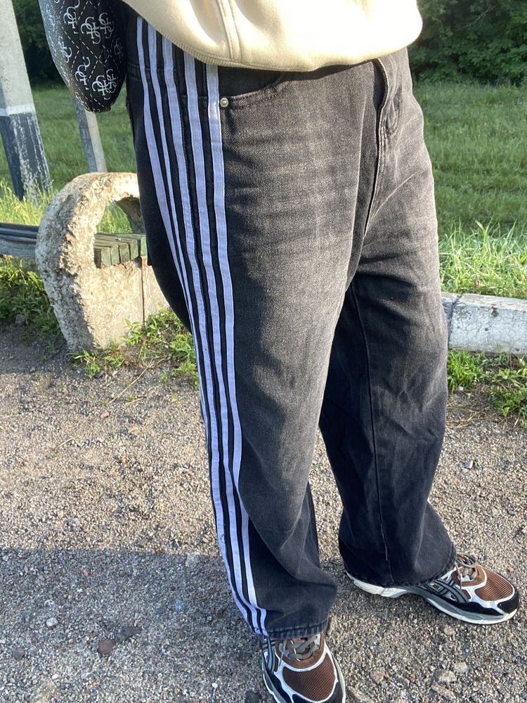 Широкі джинси HCW Adidas & Balenciaga | Широкі Штани | jeans чорні
