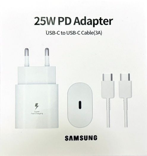 Ładowarka SAMSUNG 25W z kablem USB typ C do C 1m Biała