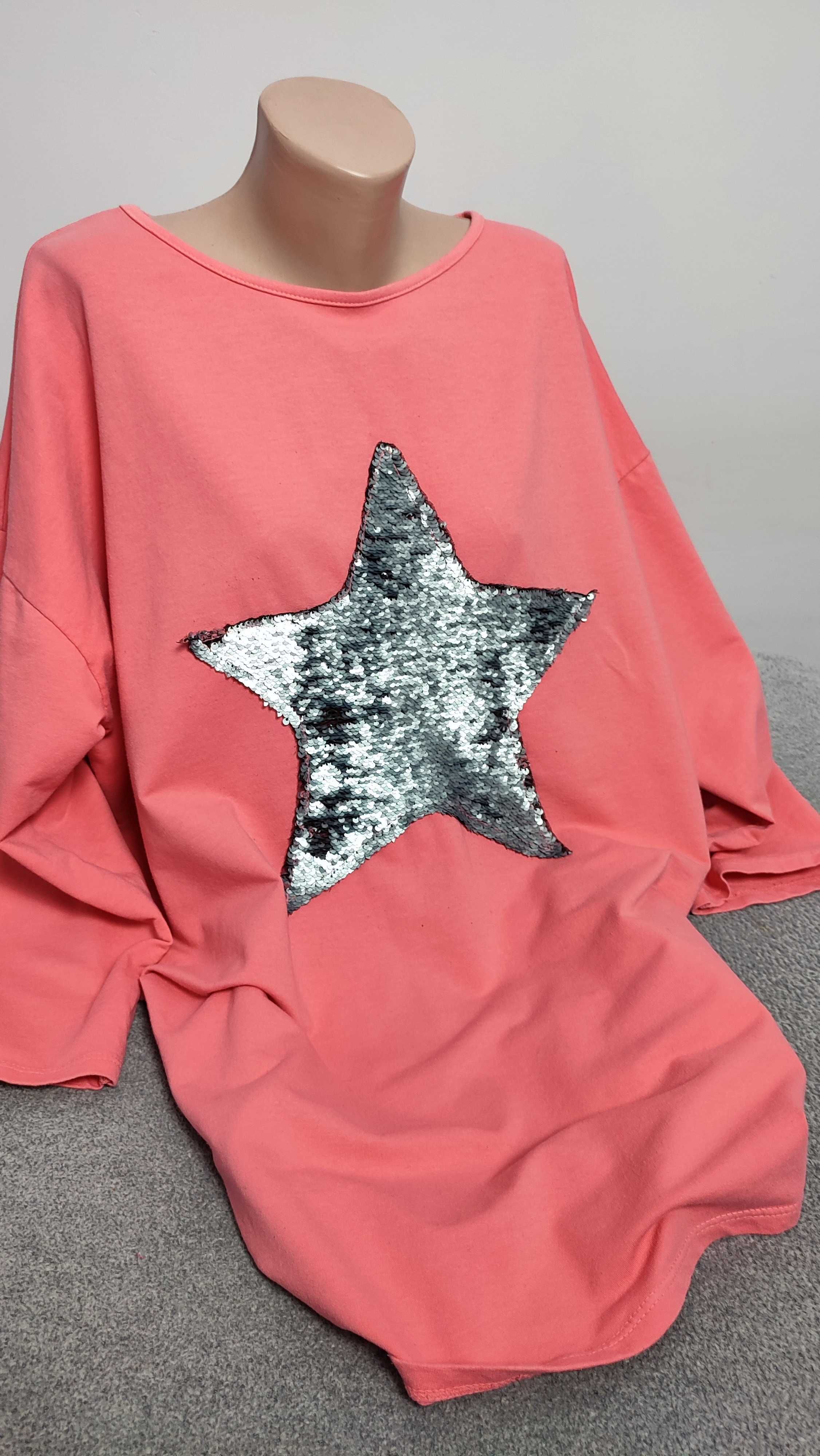 Bluza dresowa plus size z cekinową gwiazdą 100% bawełna