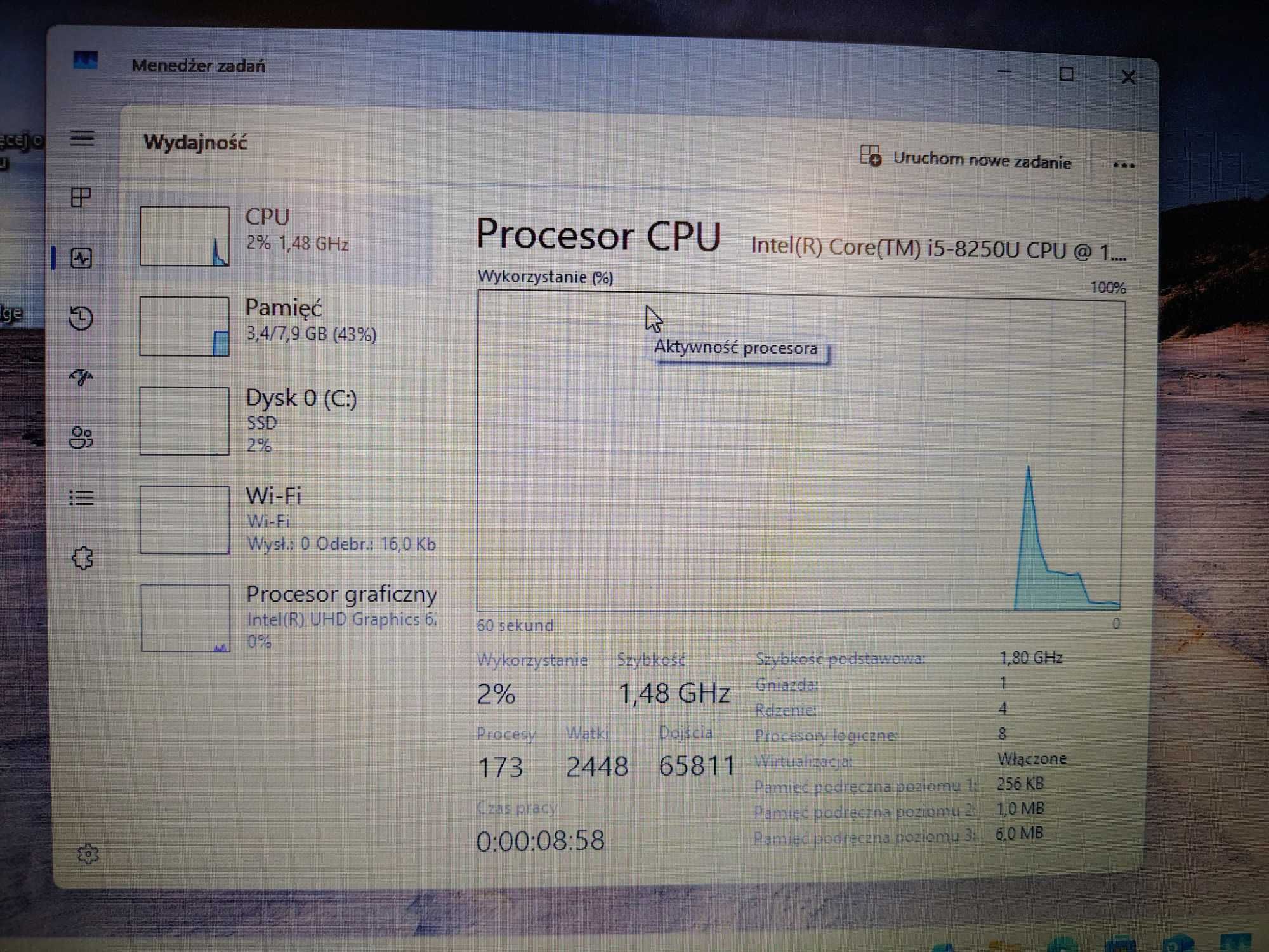 Laptop Dell Latitude 7290 i5 SSD256 8GB DDR4 4rdzenie WIN11 STAN BDB