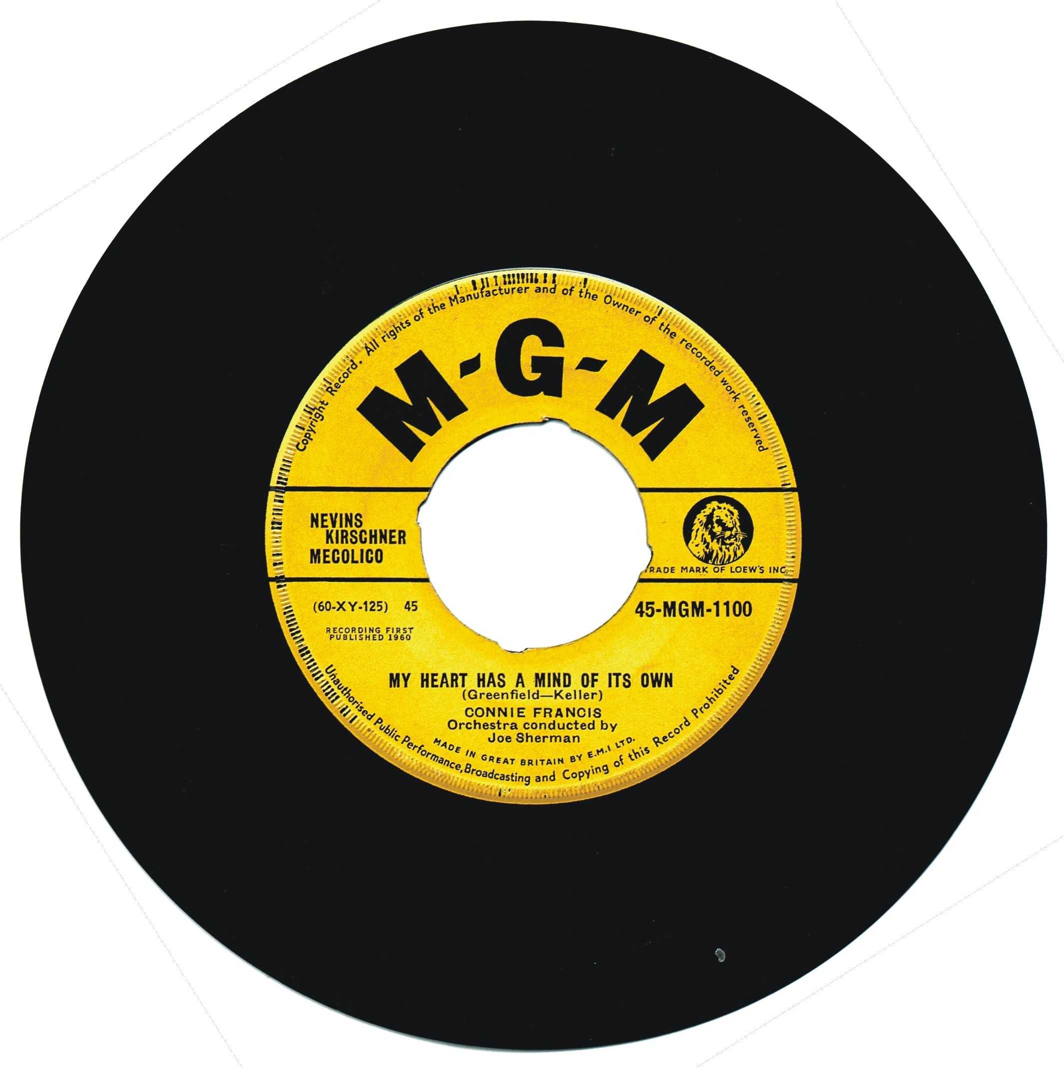 Connie Francis – My Heart Has A Mind Of Its Own - 45 rpm  - UK - 1960