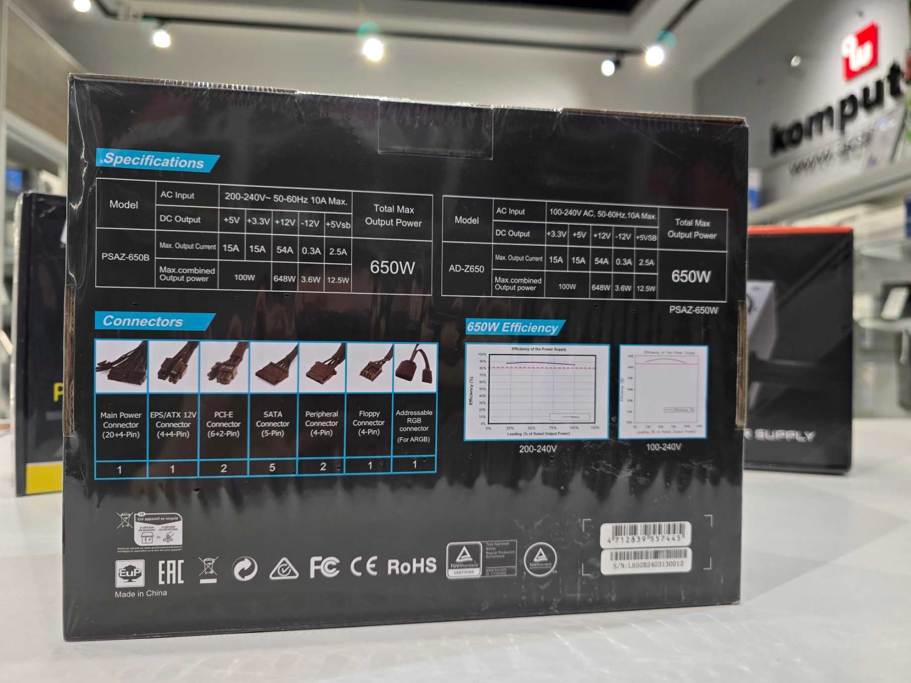 NOWY Zasilacz komputerowy Linkworld Azza PSAZ-650W 80+ | Gwarancja
